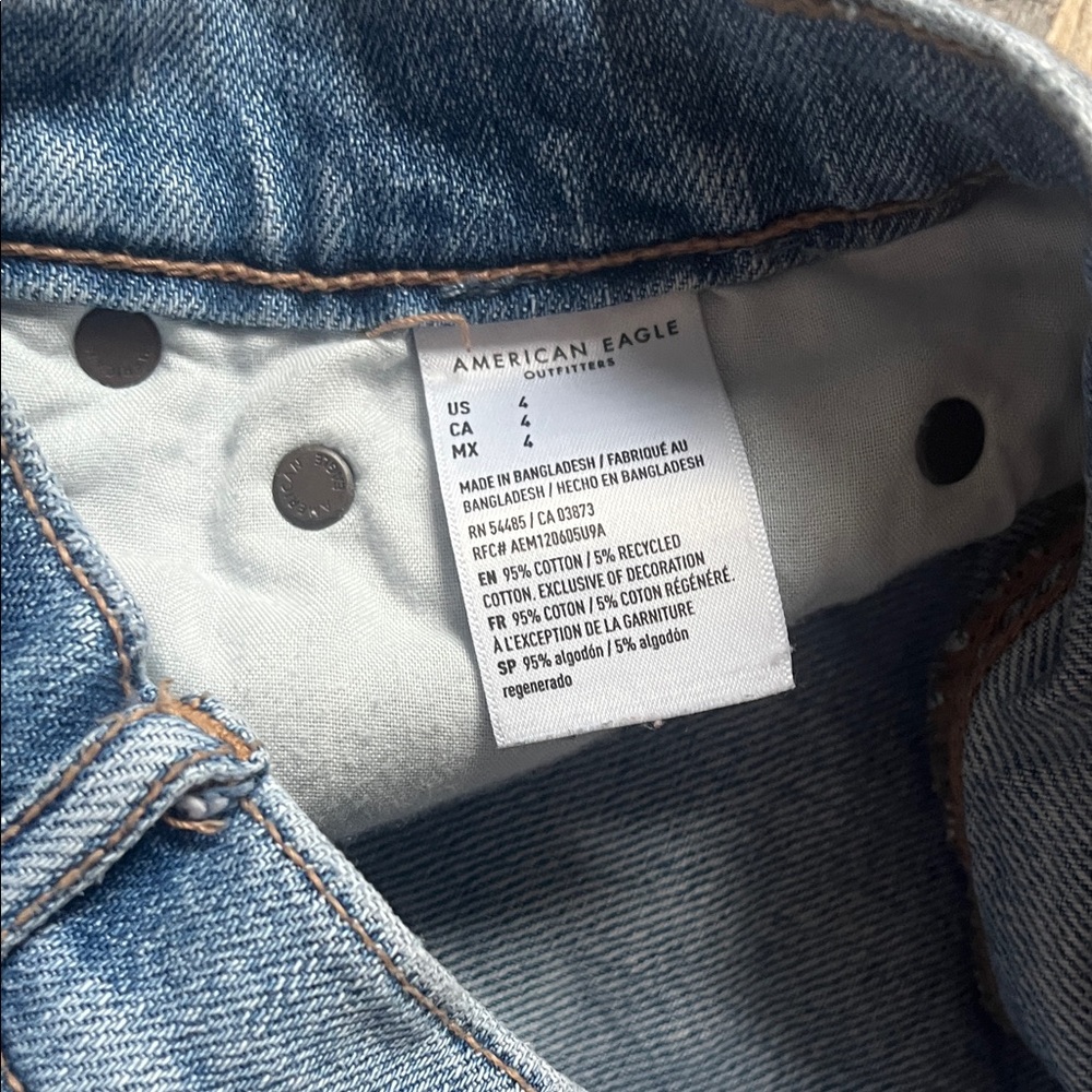 American Eagle Outfitters Blue Distressed Jean Shorts - Picture 3 of 11